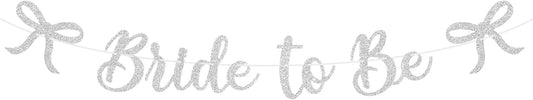 Bride to Be Banner, White Bride to Be with Bow Glitter Bachelorette Bridal Party Banner BRIDE TO BE Sign for White Bachelorette Bridal Shower Wedding Engagement Hen Party Decorations