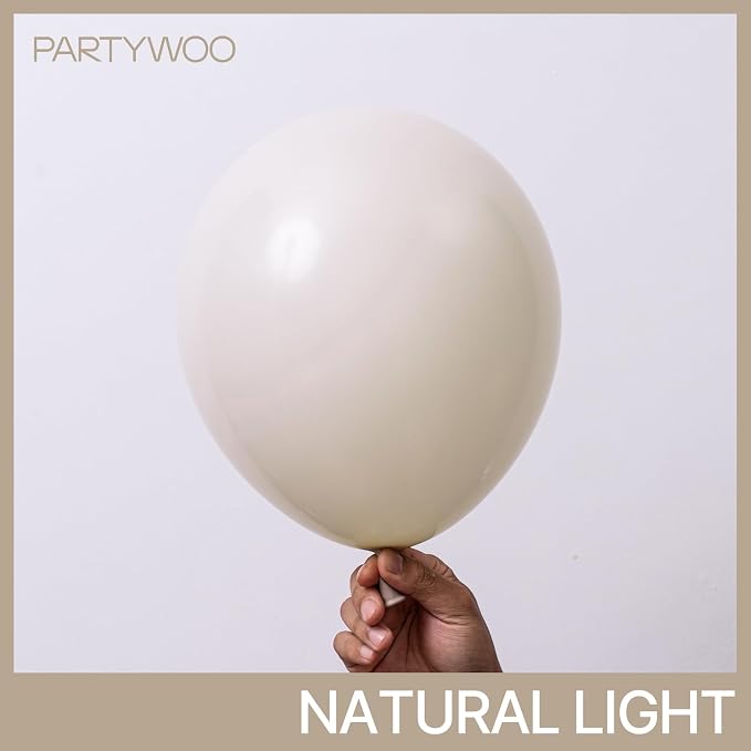 PartyWoo White Balloons 100pcs Sand White Beige Cream Ivory Boho Neutral | 12 - Image 3