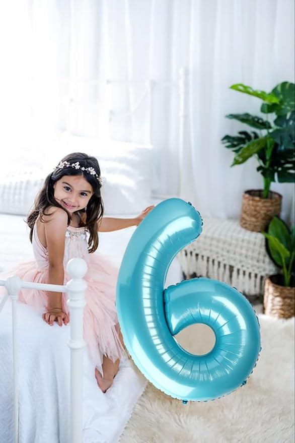 1 Balloon Numbers Birthday Decorations, 40In Pearl Blue Balloons - Image 3