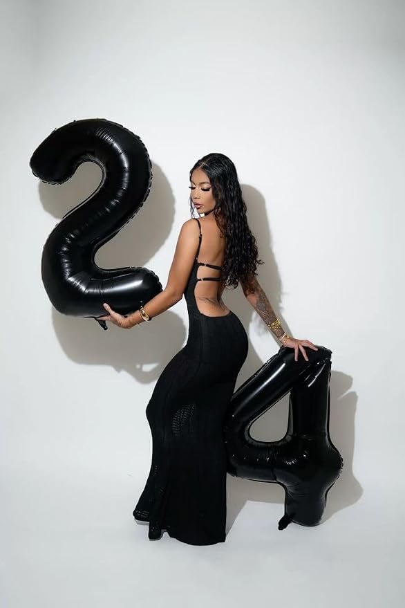 13 Balloon Number 40 Inch Black Balloons - Image 4