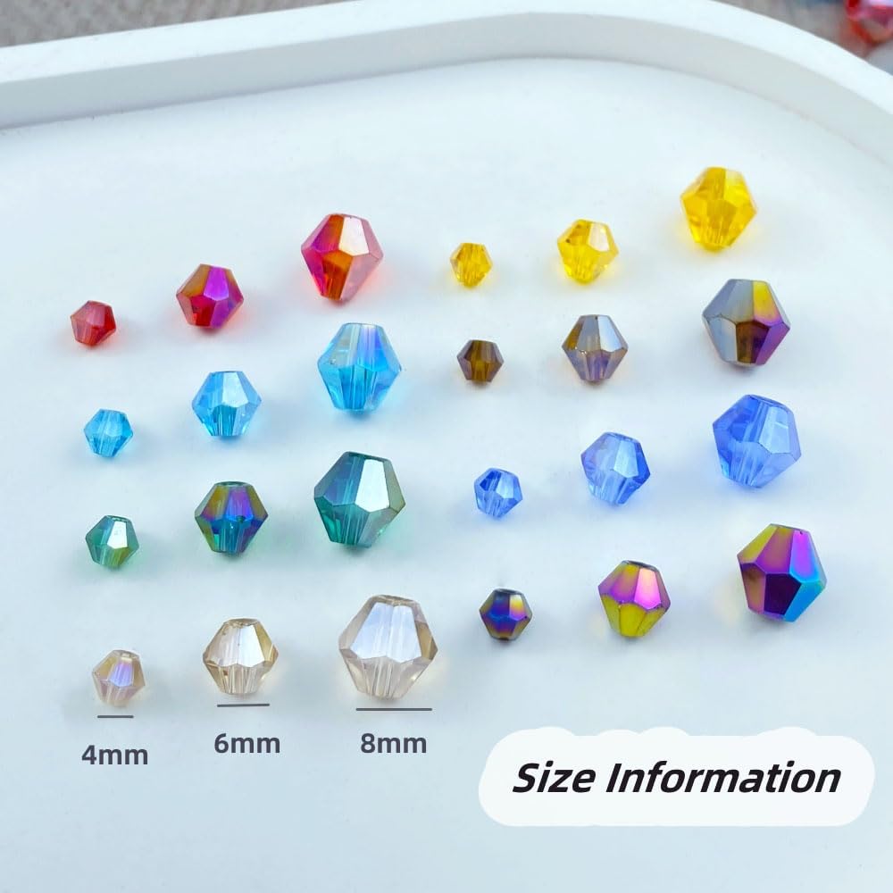 250pcs 6mm Bicone Crystal Glass Beads Loose Spacer Beads Faceted Craft Beads for Jewelry Making DIY Necklace Bracelet Earring Wind Chimes Suncatchers Ornamen(Crystal Purple AB)
