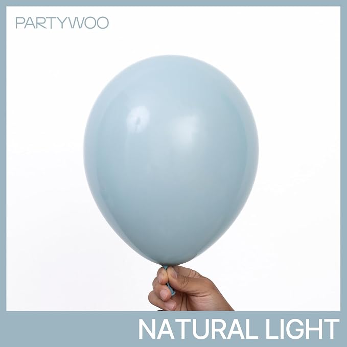 PartyWoo Dusty Blue Balloons 100pcs Light Blue Aqua Boho Color | 12 Inch - Image 3