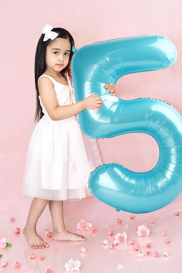 2 Balloon Number 40 Inch Pastel Blue Balloons - Image 5