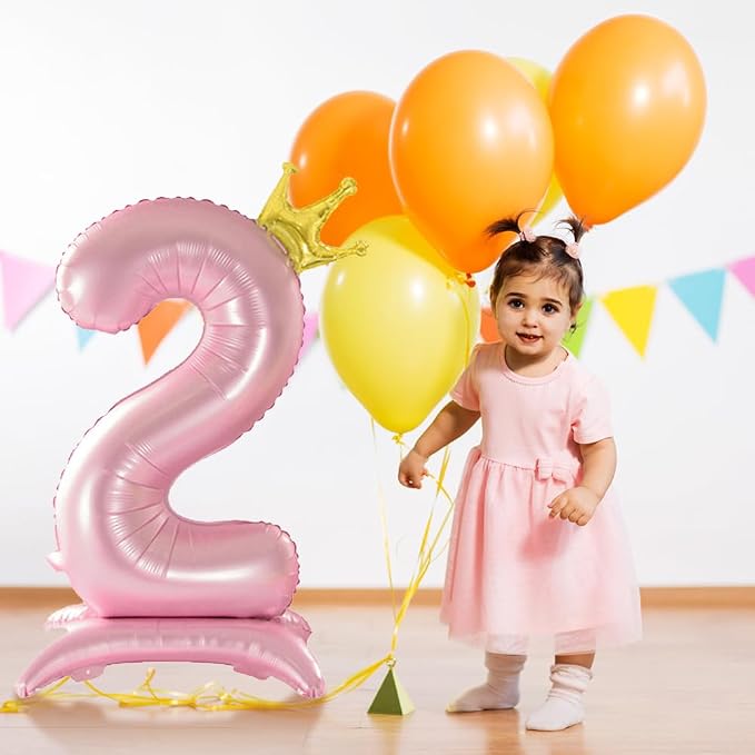 42 Inch Crown Pink Number Balloon, Number 2 Balloon - Image 6
