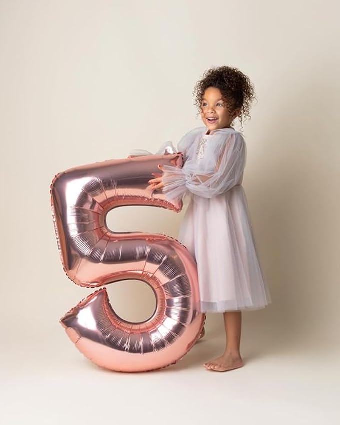 5 Balloon Numbers Birthday Decorations, 40In Rose Gold Balloons - Image 2