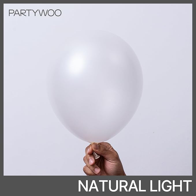 PartyWoo Pearl White Balloons 100pcs Metallic White Color 12 Inch | Balloons - Image 2