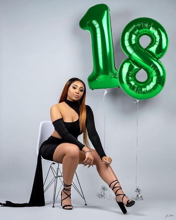 Number 17 Balloon 40Inch for 17 Year Old Birthday Decorations, Dark Green | - Image 3