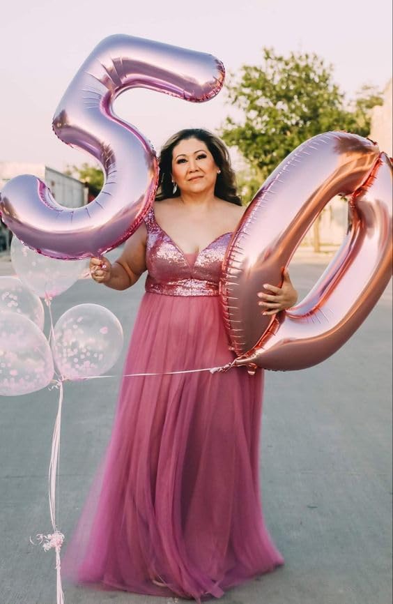 Number Balloons Pearl Pink 15 Balloon 40 inch - Image 2