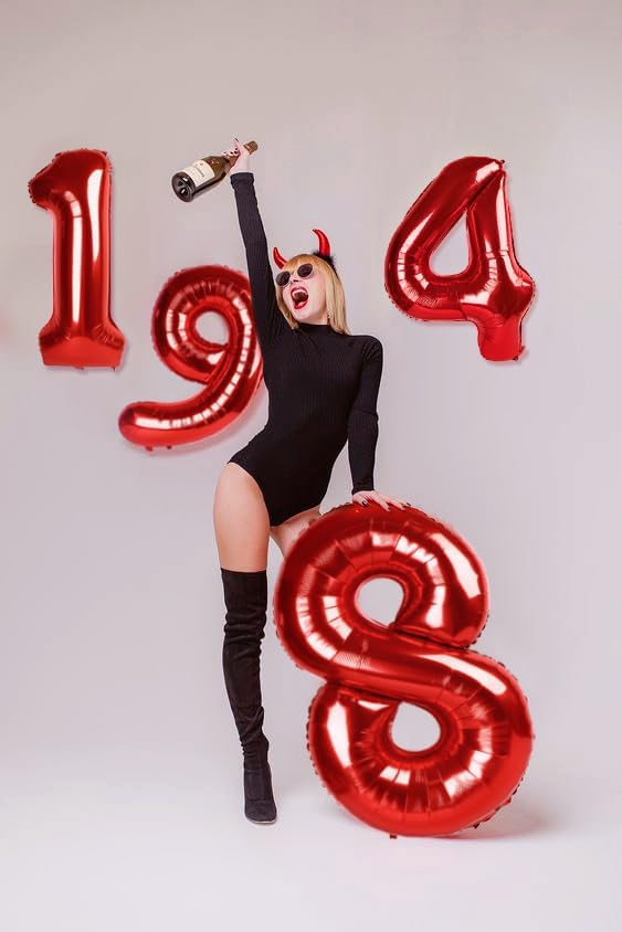 Red 4 Balloon - Number Balloon 40 Inch, 4th Red Birthday Decorations | Large - Image 3
