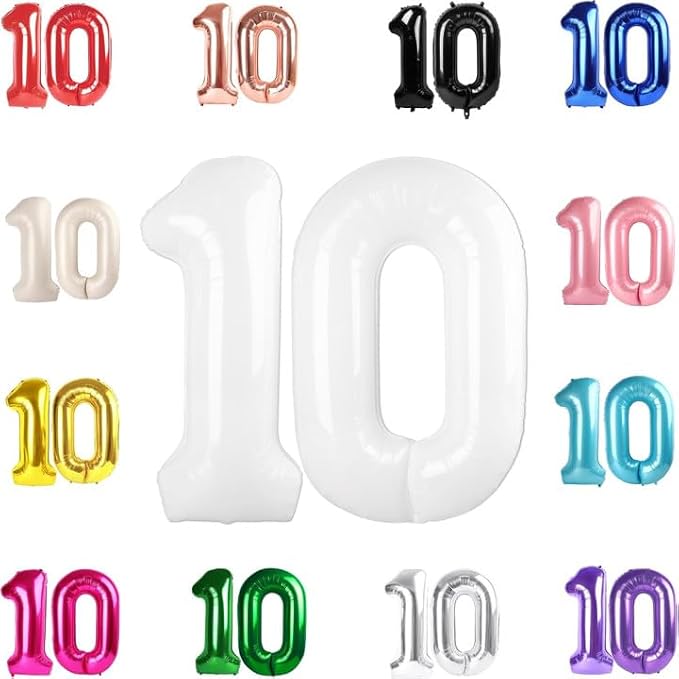 White Number 10 Balloon 40 Inch by IWERP