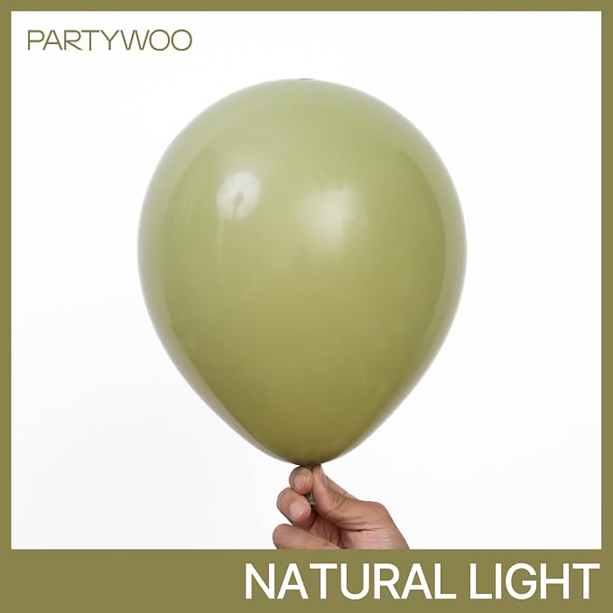 PartyWoo Sage Green Balloons 100pcs Olive Boho Green Color 12 Inch | Balloons - Image 3