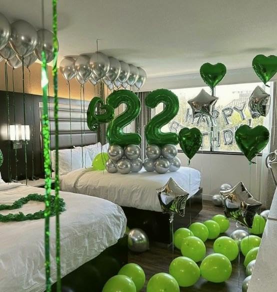 40 Inch Big Green Number 12 21 Balloon Birthday Decoration, Number 12 21 Helium Balloon 12 21 Celebration, Boy Girl Baby Anniversary Party Graduations Supplies Decorations