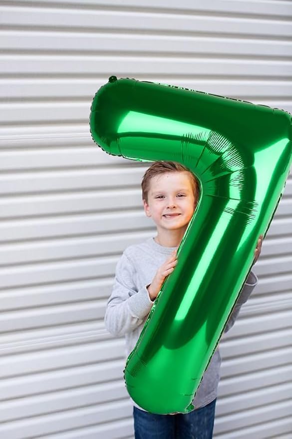Number 7 Balloons Birthday Decorations, 40In Green Balloons - Image 2