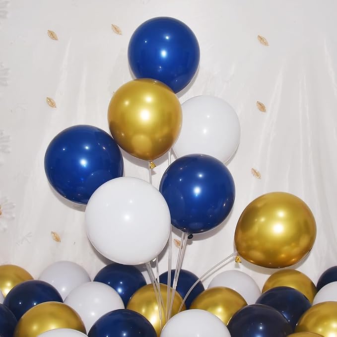 300 Pack Navy Blue Gold and White Balloons 5 Inch Metallic Latex Bulk Small - Image 4