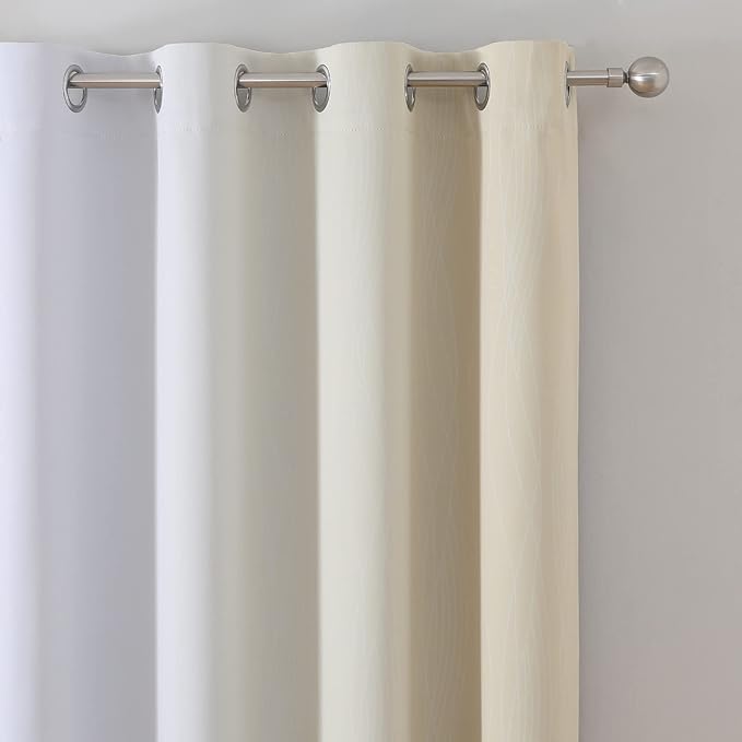 Beige and Greyish White Blackout Curtains - Image 4