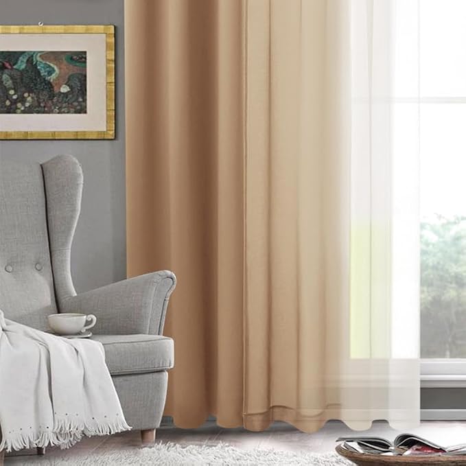 DWCN Taupe Ombre Sheer Curtains - Image 7