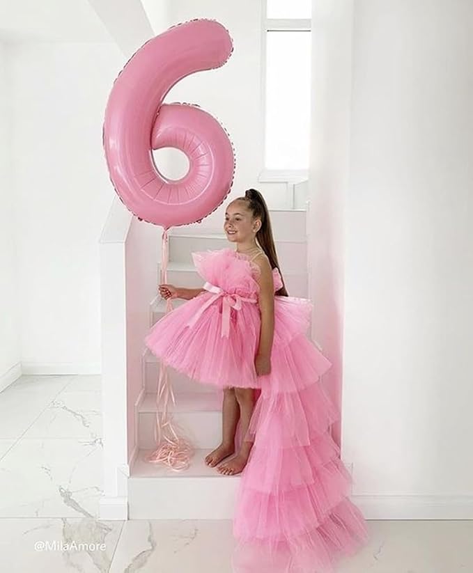 6 Balloon Numbers Birthday Decorations, 40In Pink Balloons - Image 3