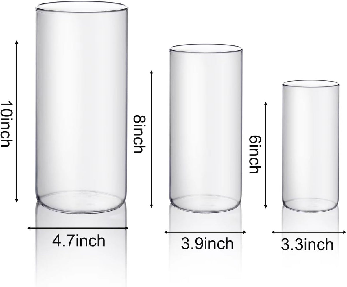 PHOSPHOR Hurricane Candle HoldersFor Pillar Candle Clear Glass Cylinder Centerpieces Vases Table Decoration Centerpiece Floral Room Decor Clear Seeded Bubbles Living Dining Kitchen 6 Pieces