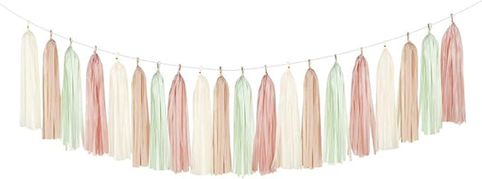 Sage-Green Beige Rose-Gold Party-Decorations Streamers by Panduola
