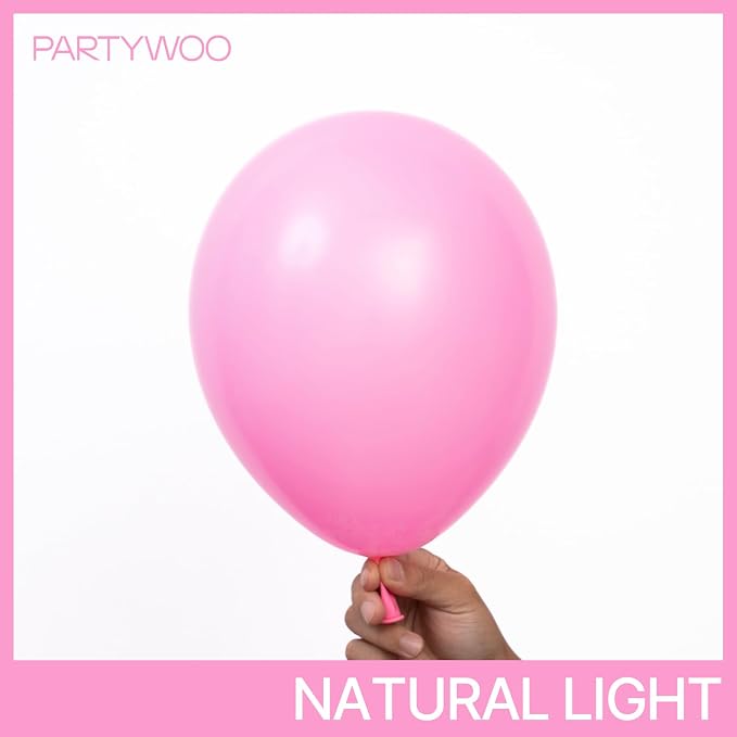 PartyWoo Pink Balloons 100pcs Matte Latex Helium Balloons 12 Inch | Girl Baby - Image 3