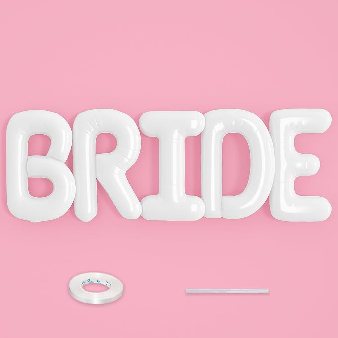 BRIDE Balloons Bachelorette Party Decorations, 40 Inch White Bride Letter Mylar by Saxuxu