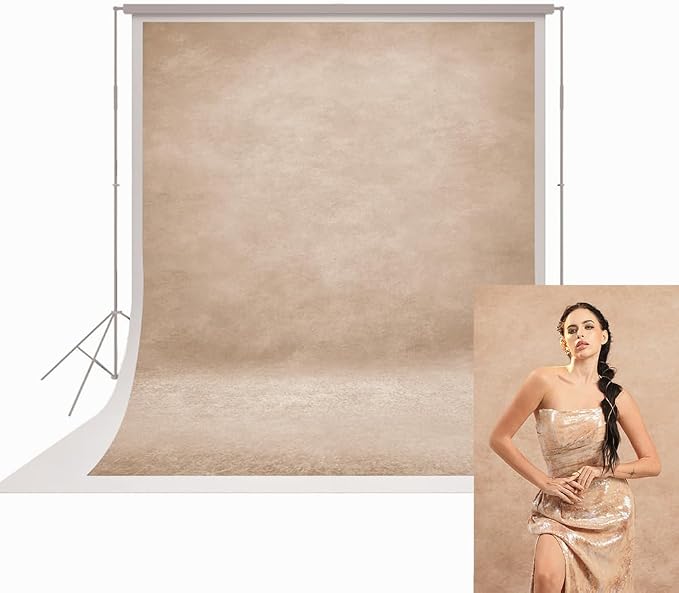 UrcTepics 6x8ft Beige Abstract Textured Professional Photography Backdrop Fabric by UrcTepics