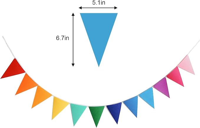 4 Strings 48PCS Rainbow Pennant Banner Flags | Colorful Triangle Felt Banner Kit - Image 6