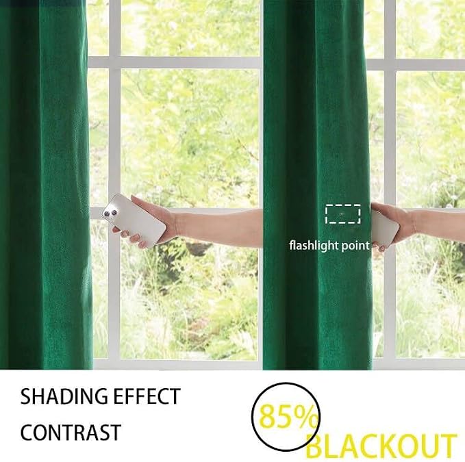 Velvet Green Grommet Blackout Curtains 84 inch Length - Image 5