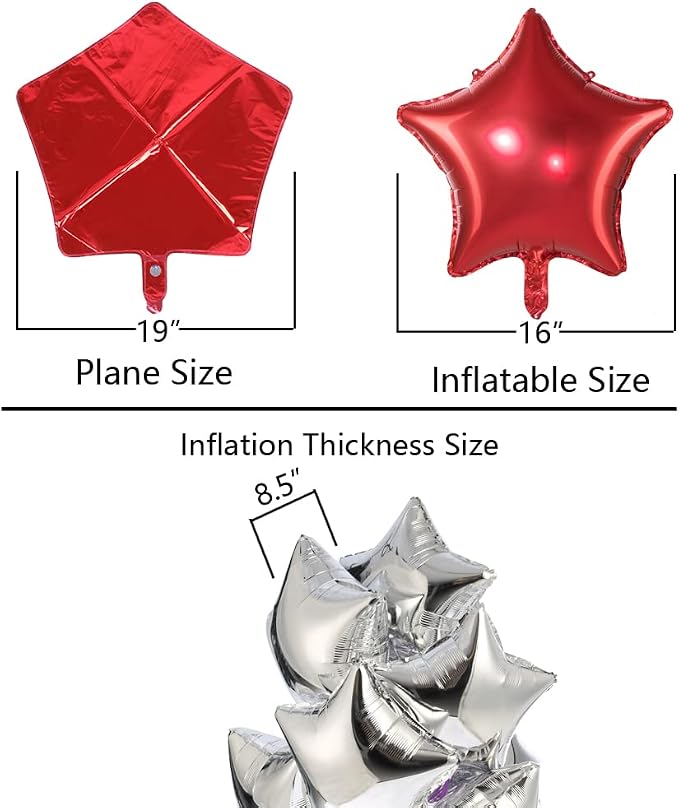 18" Red Black Big Balloons Star Foil Mylar Helium Balloons - Image 3