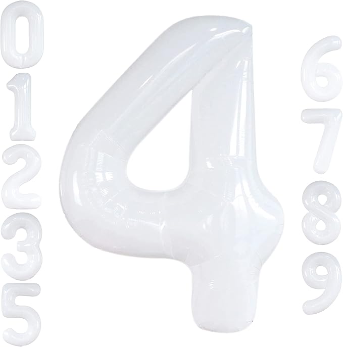 KatchOn White Number 4 Balloon 40 Inch, Unicorn Birthday by KatchOn