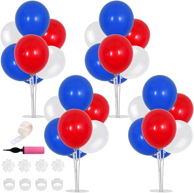 TONIFUL 4 Set Blue Red White Balloon Centerpiece - Image 7