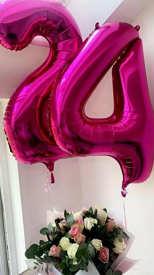9 Balloon Numbers Birthday Decorations, 40In Hot Pink Balloons - Image 4