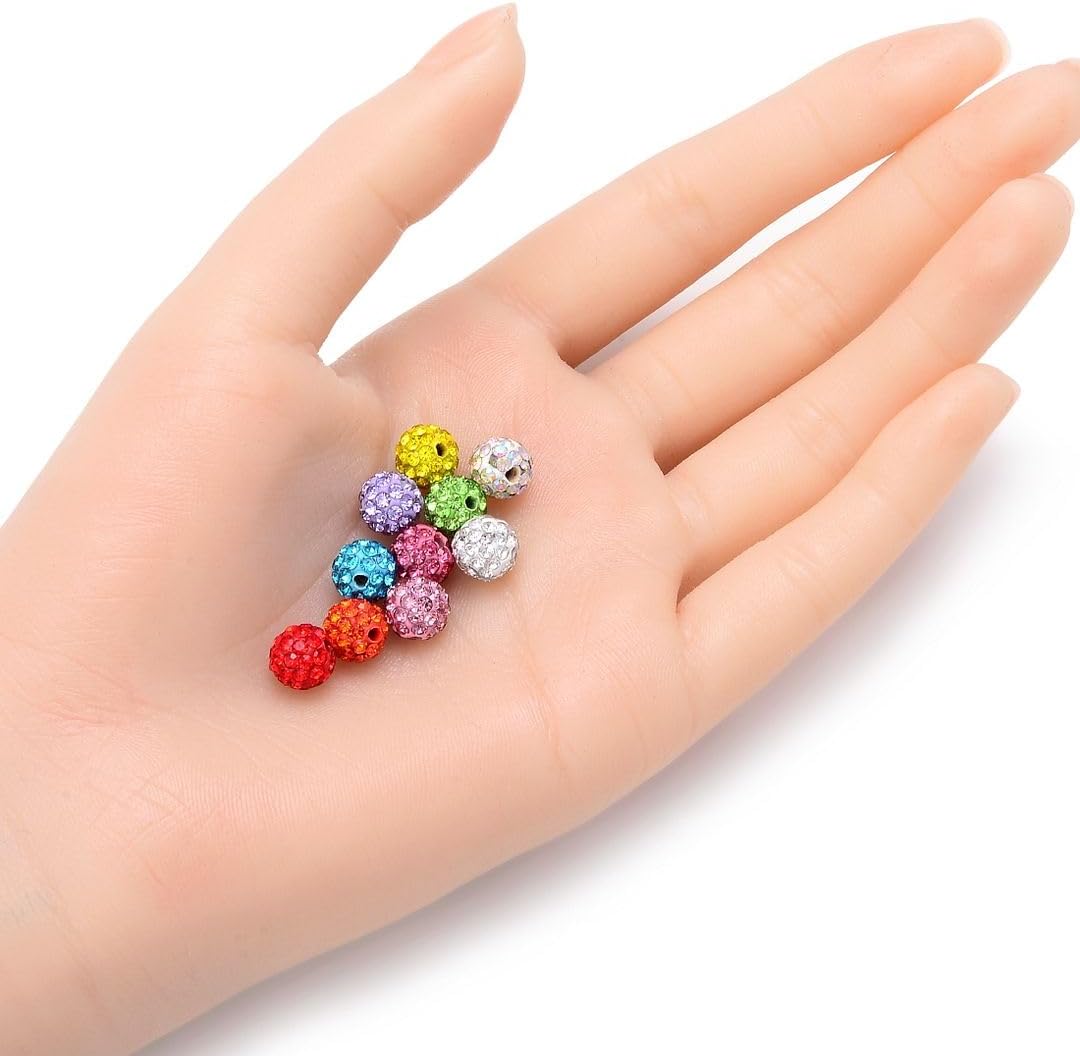 100pcs Adabele Grade A Suncatcher Crystal Rhinestone Pave Loose Beads 8mm Citrine Yellow Polymer Clay Disco Ball Spacers Compatible with Shamballa All Craft Jewelry Making DB8-29
