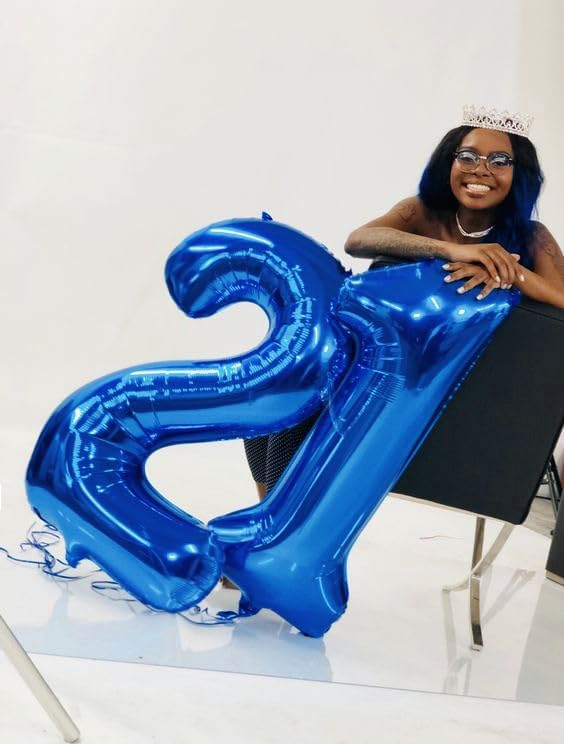 Navy Blue Number 21 Balloon 40 Inch - Image 2