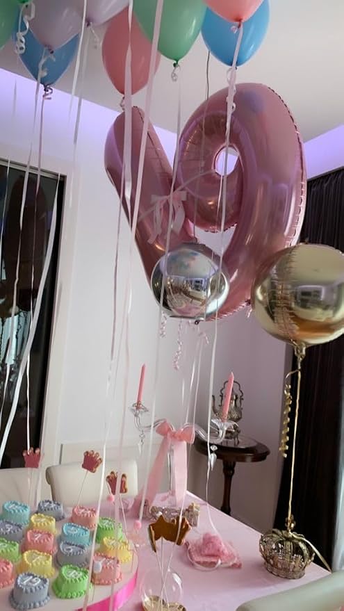 Number 0 Balloons Birthday Decorations, 40In Pearl Pink Balloons - Image 4