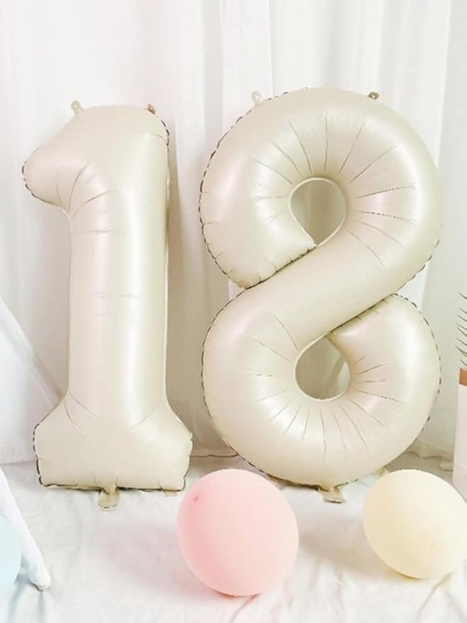 7 Balloon Number 40 Inch Cream Balloons - Image 4