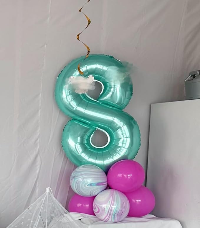 Number Balloons 3 Balloon Teal Blue - Image 4