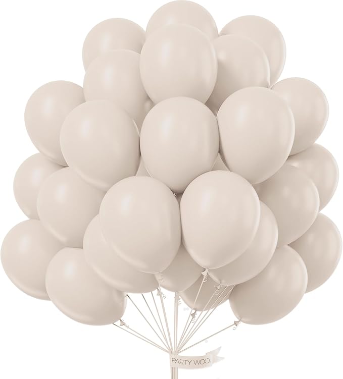 PartyWoo White Balloons 100pcs Sand White Beige Cream Ivory Boho Neutral | 12 by PartyWoo