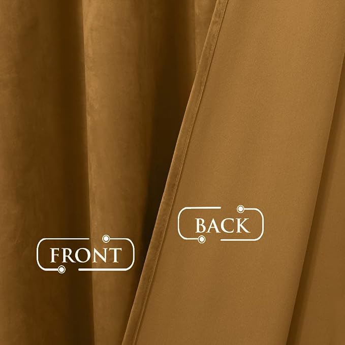 Gold Brown Velvet Curtains 120 Inches Fall Decor - Image 7