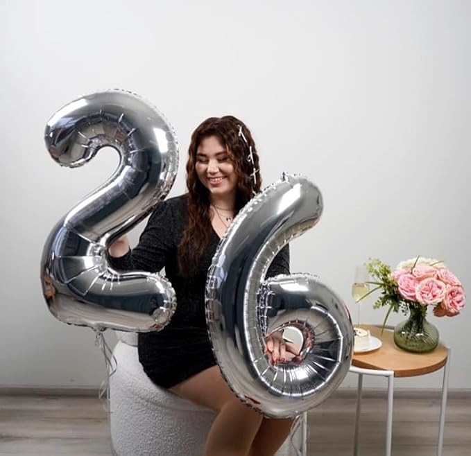 28 Balloon - Silver Birthday Number Balloons, 40 Inch Decorations Men Women | - Image 7