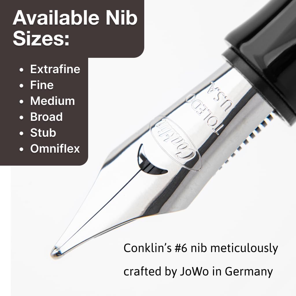 Conklin Duragraph Fountain Pen Red Nights - Extra Fine Nib, Precision Writing Instrument with Bold Red Finish