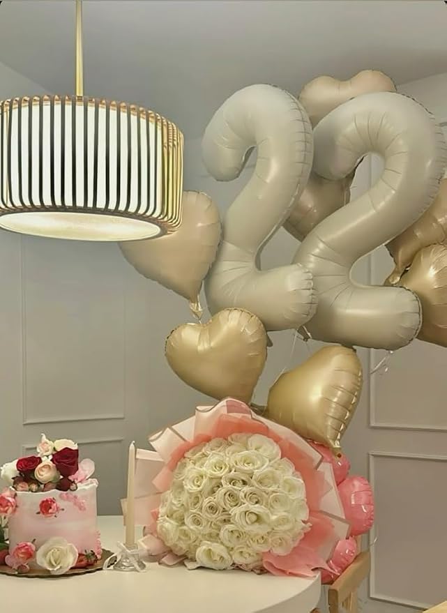 Number 20 Balloons 40 Inch for 20 2026 Birthday Party Decorations, Cream | - Image 4