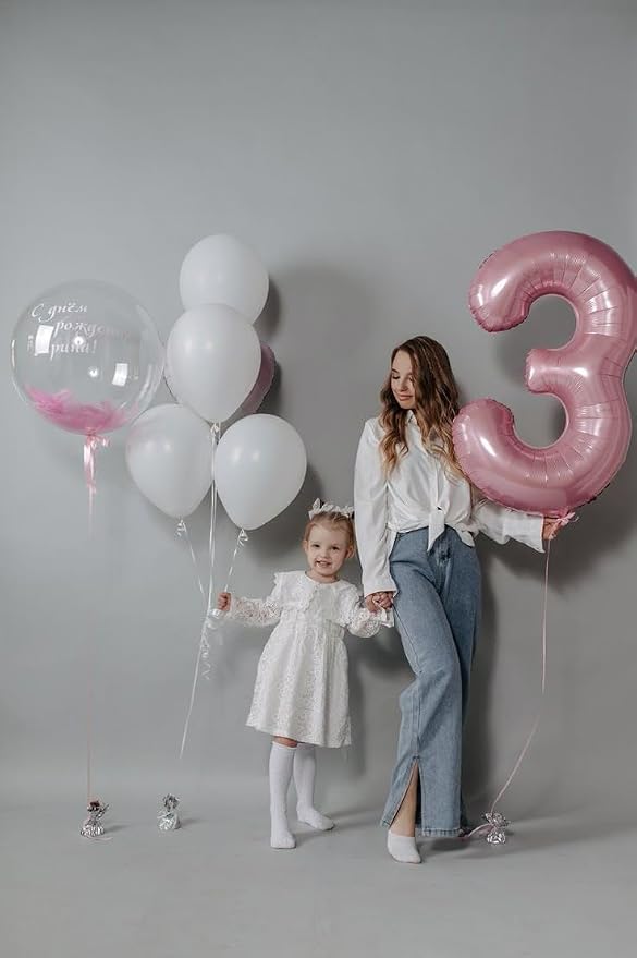 Number Balloons Pearl Pink 3 Balloon 40 inch - Image 2