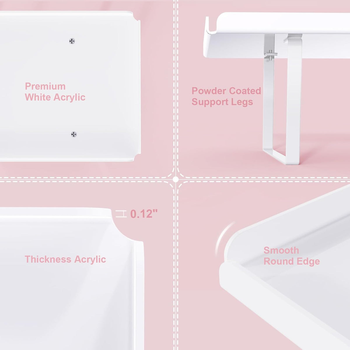 3 Pieces Cupcake Stand Holder, White Acrylic Dessert Table Display Set with Iron Support Legs for Birthday Candy Bar Décor Weddings, Parties Events