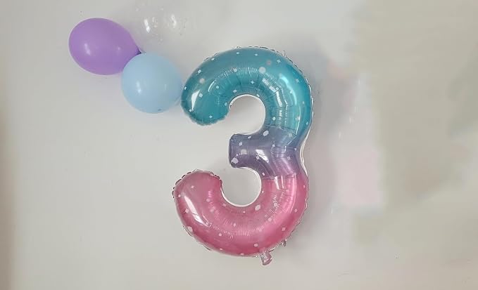 Number Balloons 40 Inch Pink Blue Purple 0 Balloon - Image 4