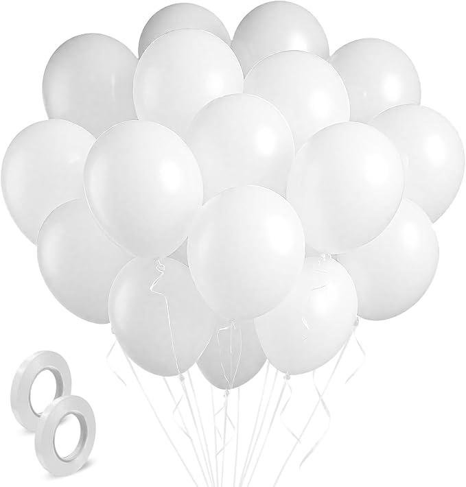 White Balloons Birthday Decorations 160 Pack 5 inch Round Ballons by BOMSI