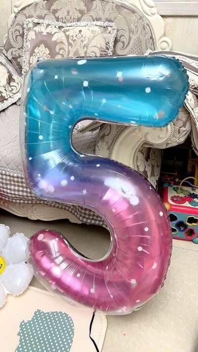 7 Balloon - Starry Sky Birthday Number Balloons, 40 Inch Party Decorations | - Image 7