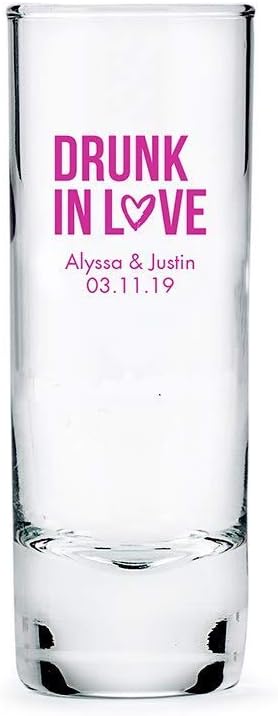 WEDDINGSTAR Personalized 2.5oz Tall Shot Glass Customizable Full Color Print - 60 pack