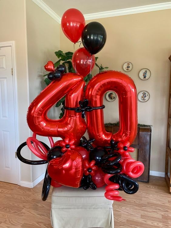 Red 4 Balloon - Number Balloon 40 Inch, 4th Red Birthday Decorations | Large - Image 4