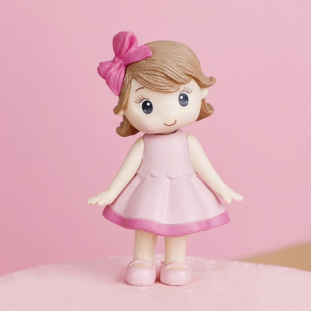 STOBOK Cake Dessert Ornament Doll Cakes Toppers Girls Princess Figurine Dolls Birthday Party Cakes Toppers for Kids Birthday Party Cake Decoration Pink Car Decor